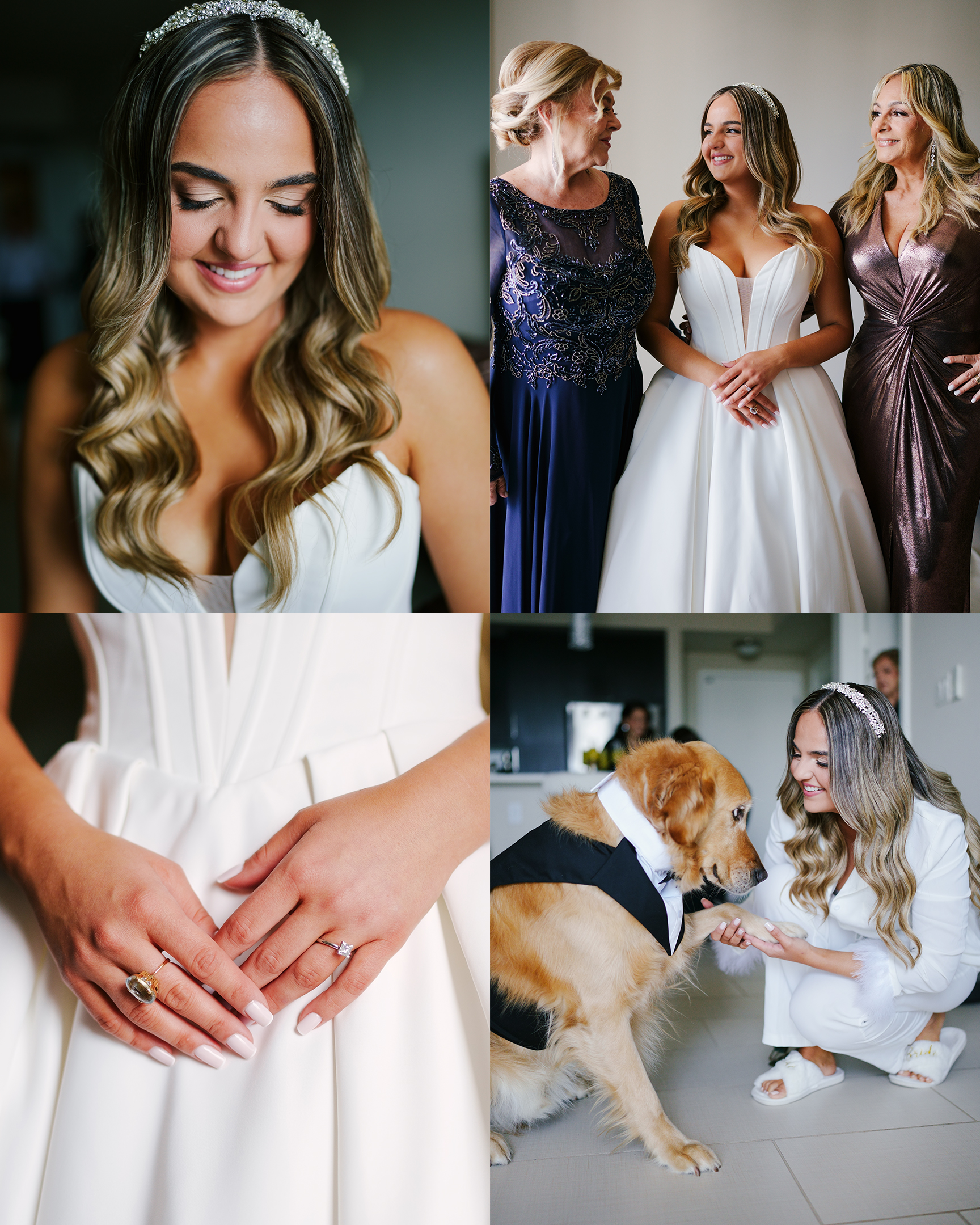 Bride with her grandmother and dog
